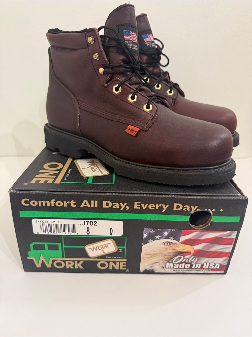 Vintage Work One Heavy Duty Industrial Steel Toe Work Boots 8D Made in USA